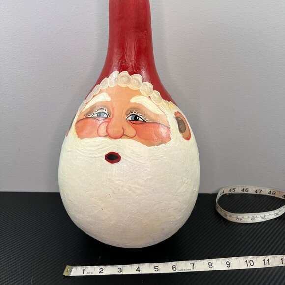 Hand Painted Santa Claus LARGE Gourd Christmas Folk Art 16” Tall Unique Rustic - Picture 12 of 13